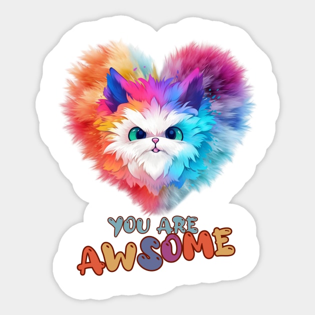 Fluffy: "You are awsome" collorful, cute, furry animals Sticker by HSH-Designing